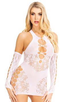 Мінісукня Leg Avenue Mini dress and matching gloves White One Size SX1068 фото