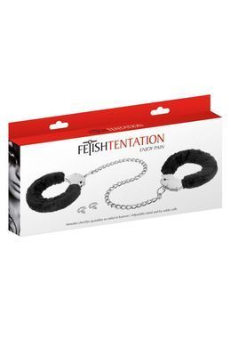 Металеві поножі з хутром Fetish Tentation Adjustable metal and fur ankle cuffs, 2 ключі SX1088 фото