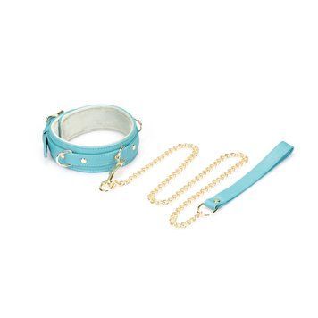 Нашийник з повідцем Liebe Seele Blue Lamb Leather Collar with Velvet Lining SX4843 фото