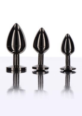 Анальний корок L чорний металевий з чорним каменем Butt Plug With Diamond Jewel Taboom T17118 фото