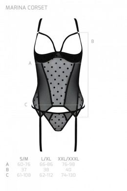 Корсет MARINA CORSET black S/M - Passion SO9730 фото