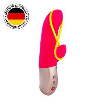 Мінівібратор-кролик зі стимулювальною стрічкою Fun Factory AMORINO pink/neon yellow (м'яте паковання!!!) SX0946-R фото