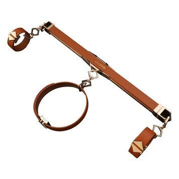 Фіксатор-розпірка LOCKINK Adjustable Spreader Bar Set, коричневий, шкіряний, ремені для шиї, рук/ніг SX0852 фото