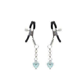 Затискачі для сосків із сердечком Liebe Seele Glow-in-dark Nipple Clamps Light Blue, світяться в темряві SX1684 фото