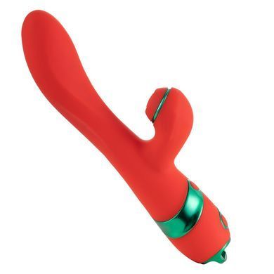 Вібратор-кролик з пульсацією та флогером LOCKINK SEVANDA Whip Vibrating Massage Wand, червоно-зелений SX0903 фото