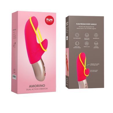 Мінівібратор-кролик зі стимулювальною стрічкою Fun Factory AMORINO pink/neon yellow (м'яте паковання!!!) SX0946-R фото