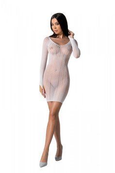 Напівпрозора мінісукня Passion BS101 One Size, white, рукава-мітенки SO8946 фото