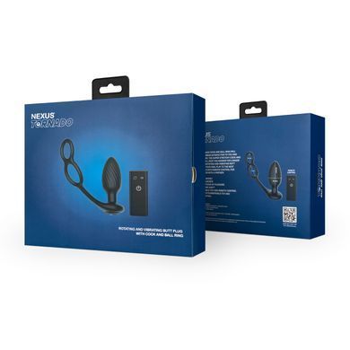 Анальна вібропробка Nexus Tornado Cock and Ball Ring обертання+вібрація, ерекційне кільце, пульт SX2416 фото