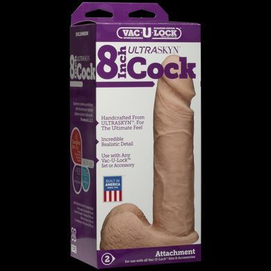 Фалоімітатор Doc Johnson Vac-U-Lock - 8 Inch ULTRASKYN Cock White (м'яте паковання!!!) SO1561-R фото