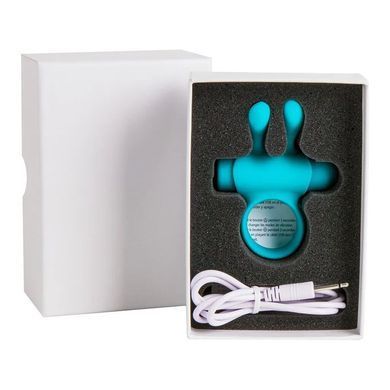 Ерекційне віброкільце S Pleasures Premium Rabbit Ring бірюзове, зі знімною віброкулею та вушками SX4582 фото
