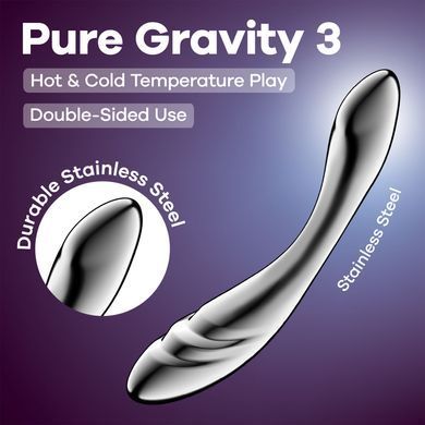 Металевий дилдо Satisfyer Pure Gravity 3, двосторонній, можна нагрівати й охолоджувати, дуже важкий SX3255 фото