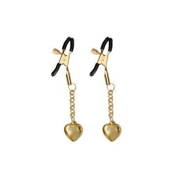 Затискачі для сосків з підвіскою Liebe Seele Solid Heart Nipple Clamps Gold SX1686 фото