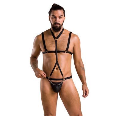 Комплект чоловічої білизни зі стреп Passion 039 SET ANDREW XXL/XXXL Black, стринги, шлейки SO7590 фото