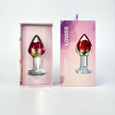 Розкішна анальна пробка Loviss Rose Anal Plug зі справжньою трояндою всередині SX3987 фото