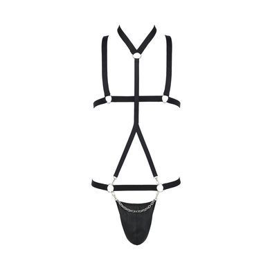 Комплект чоловічої білизни зі стреп Passion 039 SET ANDREW XXL/XXXL Black, стринги, шлейки SO7590 фото