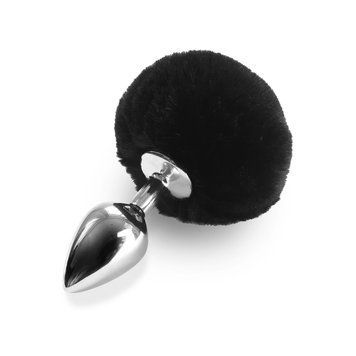 Металева анальна пробка М Art of Sex - Metal Butt plug Rabbit Tail Black, діаметр 3,4 см SO6961 фото