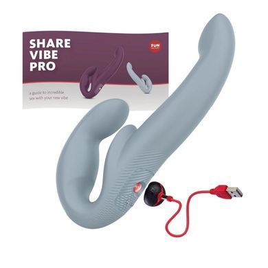 Безремінний страпон з вібрацією Fun Factory SHARE VIBE PRO cool grey (м'яте паковання!!!) SX0977-R фото