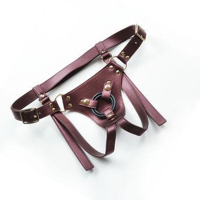 Трусики для страпона Strap-On-Me Harness Generous Aubergine, One Size, штучна шкіра, регульовані ремені, змінні кріплення для дилд SX0674 фото