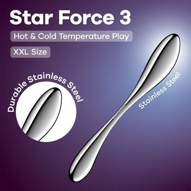 Металевий дилдо Satisfyer Star Force 3, двосторонній, можна нагрівати та охолоджувати, дуже важкий SX3258 фото