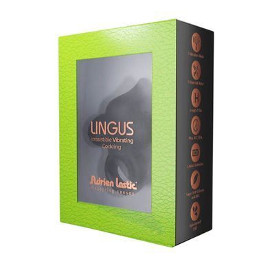 Ерекційне віброкільце Adrien Lastic Lingus Black з язичком і щіточкою для стимуляції клітора AD30649 фото