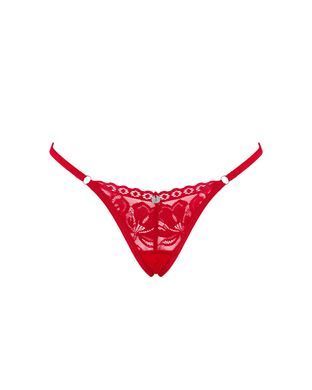 Мереживні стрінги Obsessive Lacelove thong XL/2XL Red, низька посадка SO8663 фото