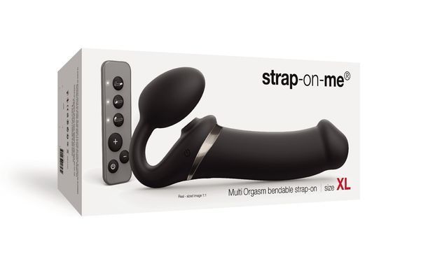 Безремінний вібрострапон з вакуумною стимуляцією Strap-On-Me MULTI ORGASM Black XL (м'яте паковання!!!) SO6824-R фото