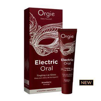 Віброблиск для губ Orgie Electric Oral Lips Gloss Strawberry 10 мл, з ефектом поколювання SX4815 фото