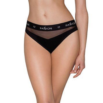 Трусики з прозорою вставкою Passion PS006 PANTIES L, black SO4231 фото