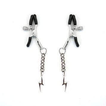 Затискачі для сосків Liebe Seele Lightning Nipple Clamps Silver, підвіска-блискавка SX1691 фото