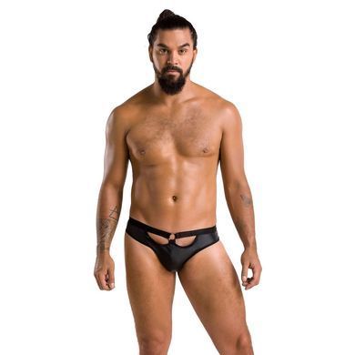 Чоловічі сліпи з вирізами Passion 041 SLIP JOE S/M, Black екошкіра, відкриті сідниці SO7595 фото