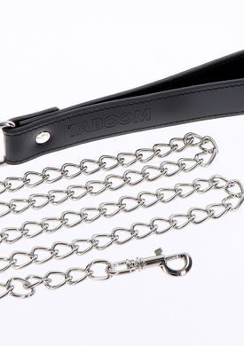 Повідець з карабіном та чорною петлею Chain Leash, сріблястий TB17105 фото