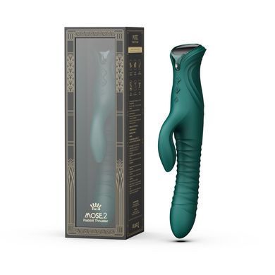 Смарт пульсатор-кролик з вібрацією Zalo Mose 2 Turquoise Green, підігрів до 42 &deg;C, кристал Swarovski SX2687 фото
