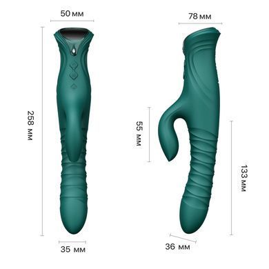 Смарт пульсатор-кролик з вібрацією Zalo Mose 2 Turquoise Green, підігрів до 42 &deg;C, кристал Swarovski SX2687 фото