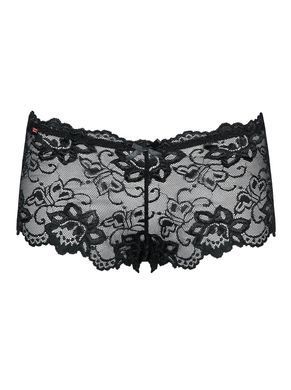 Трусики-шортики Obsessive Idillia shorties, L/XL, чорні, мереживні, з низькою посадкою SX1200 фото