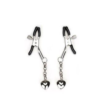 Затискачі для сосків Liebe Seele Solid Heart Nipple Clamps Silver, підвіска-сердечко SX1692 фото