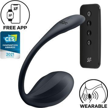 Смарт-віброяйце Satisfyer Ribbed Petal Connect App Black, керування зі смартфона, пульт ДК SX1221 фото