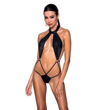 Боді-халтер з екошкіри Passion JANNIES BODY L/XL black SO8442 фото