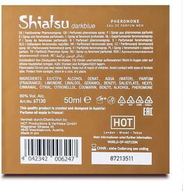 Духи з феромонами чоловічі SHIATSU Pheromone Fragrance men darkblue, 50 мл HOT67130 фото