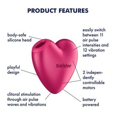 Вакуумний стимулятор-серце з вібрацією Satisfyer Cutie Heart Battery Series SX3836 фото
