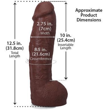 Фалоімітатор Doc Johnson The Realistic Cock ULTRASKYN - 12 Inch Hung with Balls Chocolate SX4462 фото