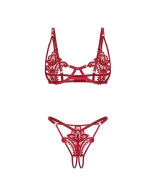 Комплект Obsessive Luise Sublim Red 2-pcs crotchless set L/XL SX5085 фото