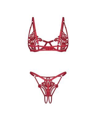 Комплект Obsessive Luise Sublim Red 2-pcs crotchless set L/XL SX5085 фото