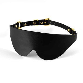 Маска на очі Blindfold UPKO з італійської шкіри, чорна U22201 фото