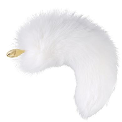 Металева анальна пробка Лисячий хвіст LOCKINK SEVANDA White Fox-Tail Anal Pear-shape Plug SX0865 фото