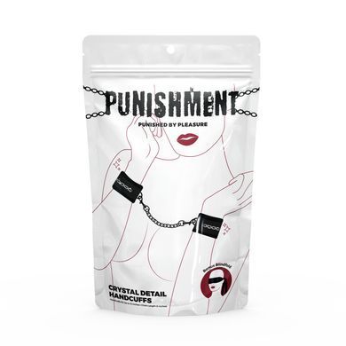 Наручники Punishment &ndash; Crystal Detail Handcuffs &ndash; Black, знімний ланцюжок, оздоблені кристалами SX2227 фото