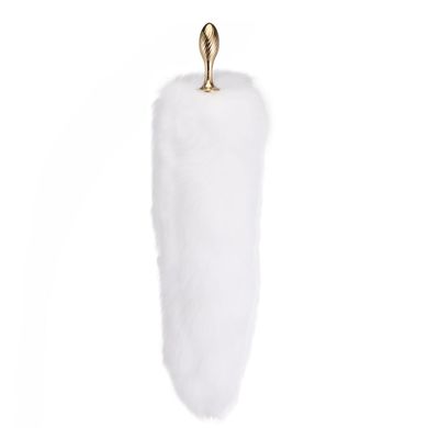 Металева анальна пробка Лисячий хвіст LOCKINK SEVANDA White Fox-Tail Anal Pear-shape Plug SX0865 фото