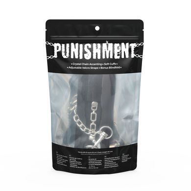 Наручники Punishment &ndash; Crystal Detail Handcuffs &ndash; Black, знімний ланцюжок, оздоблені кристалами SX2227 фото