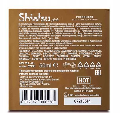 Духи з феромонами жіночі SHIATSU Pheromone Fragrance Women Pink, 50 мл HOT67133 фото