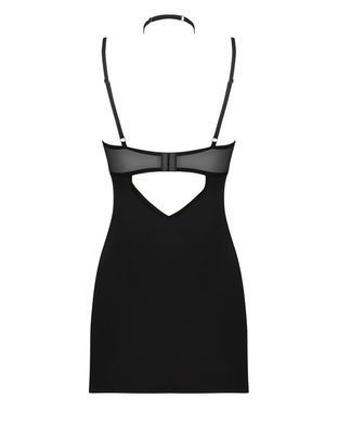 Сорочка Obsessive Selinne chemise & thong XS/S Black, стрінги, подвійні бретелі SO8670 фото
