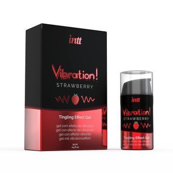 Рідкий вібратор Intt Vibration Strawberry (15 мл) (м'яте паковання!!!) SO2921-R фото
